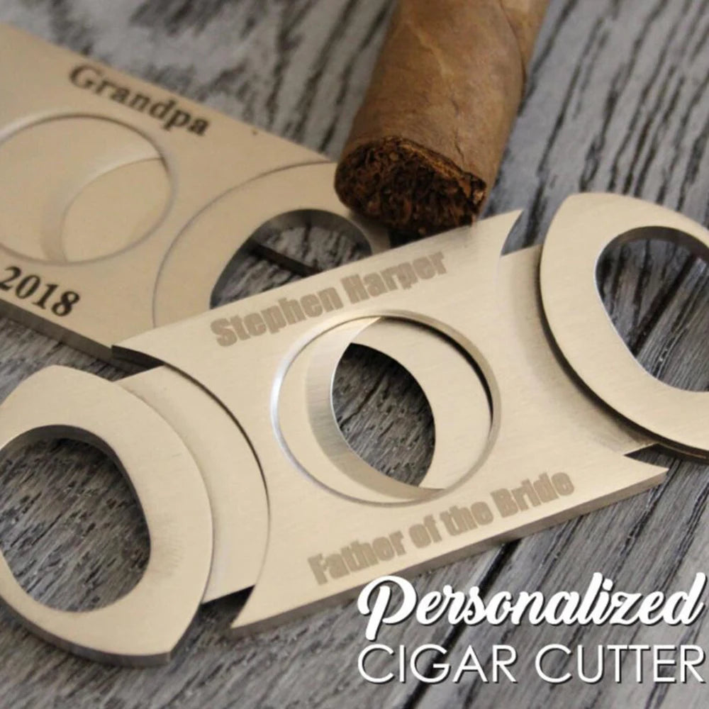 Personalized Cigar Cutter Double Guillotine Blade, Engraved Custom Cigar Cutter, Groomsmen Gift, Party Favor, Gift for Men