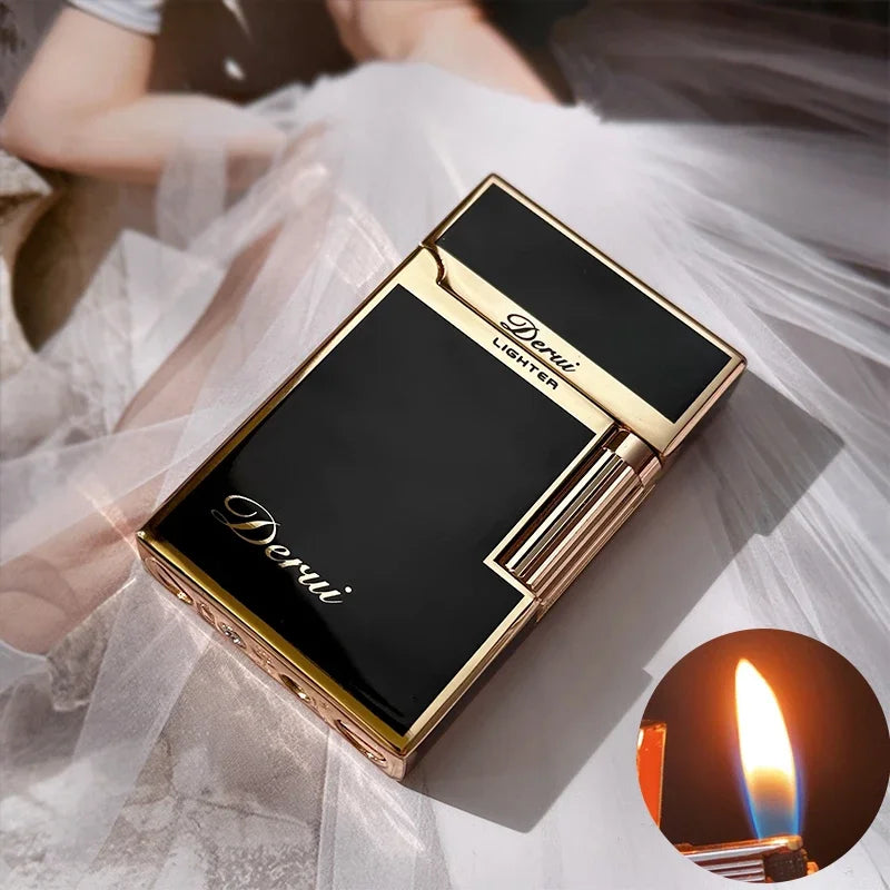 New Derui Windproof  Gas Inflated Lighter Jet PING Bright Sound Pipe Cigar Torch Lighter Compact Butane Flint Lighter Men Gift