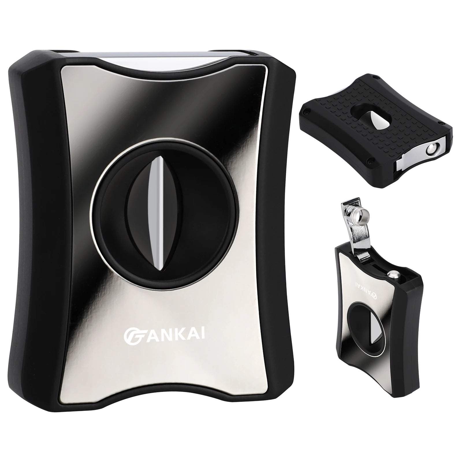 Cigar Cutter,Stainless Steel V Cut with Cigar Punch,Cigar Stand, Sharp Blade Guillotine Up to 60 Gauge Push-Type Cigar V Cutter