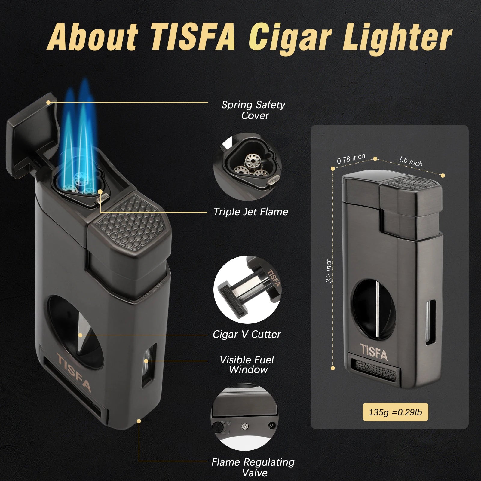 Cedar Wood Cigar Humidor with Lighter Set
