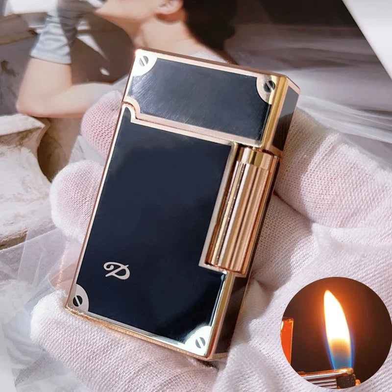 New Derui Windproof  Gas Inflated Lighter Jet PING Bright Sound Pipe Cigar Torch Lighter Compact Butane Flint Lighter Men Gift