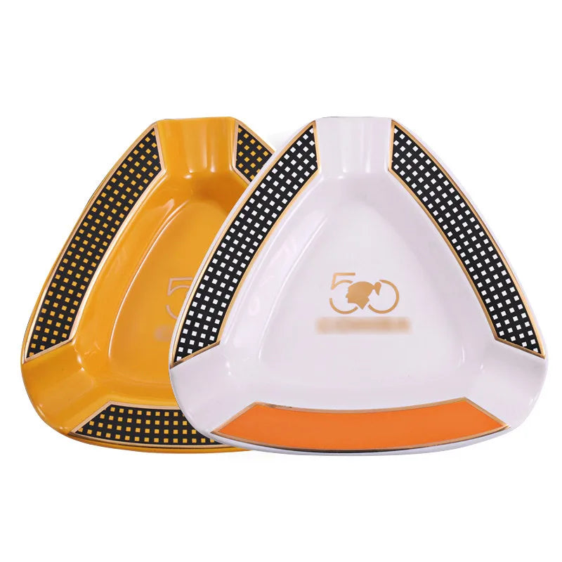 Creative Triangle Cigar Ashtray Portable Three Cigarette Slot Cigarette Cigar Rack Ceramic Ashtray Smoking Cigar Accessories