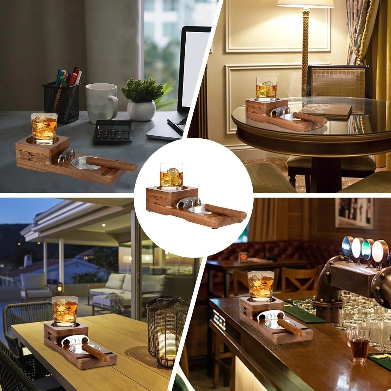 Wooden Ashtray with Drawer