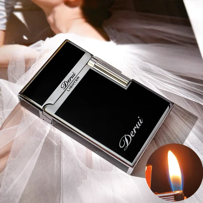New Derui Windproof  Gas Inflated Lighter Jet PING Bright Sound Pipe Cigar Torch Lighter Compact Butane Flint Lighter Men Gift