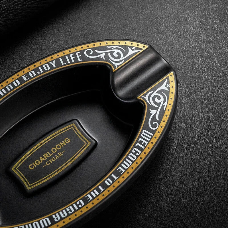 Portable Cigar Ash Tray Creative Cigar Ashtray Pear Gold/White/Black Desktop Ashtray with 2 Slots for Cigar Office Home Deco