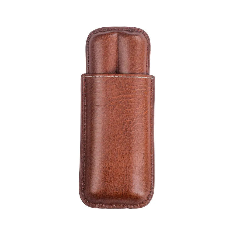 Luxury Cigar Case Cigar Humidor Holds 2 Cigars PU Leather Travel Case Smoking Accessories Men's Gift