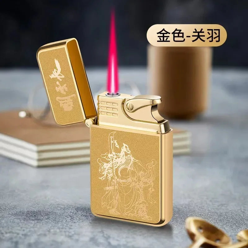 New Red Jet Flame Lighter Luminous Inflatable Butane Gas Windproof Lighters Strong Powerful Cigar Torch Lighters for Smoker Gift