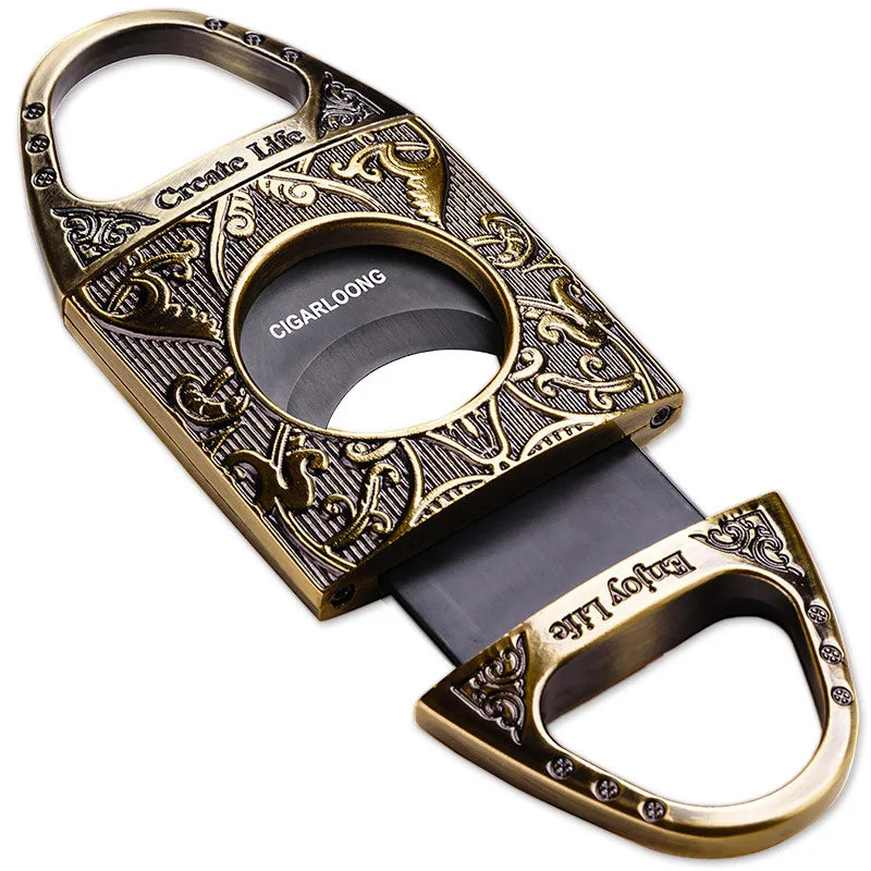 Titanium Cigar Cutter – Engraved Design, Wide Bore & Razor-Sh^^arp, Portable