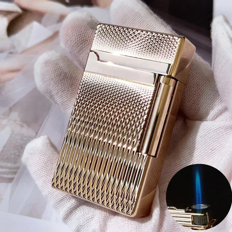 New Derui Windproof  Gas Inflated Lighter Jet PING Bright Sound Pipe Cigar Torch Lighter Compact Butane Flint Lighter Men Gift