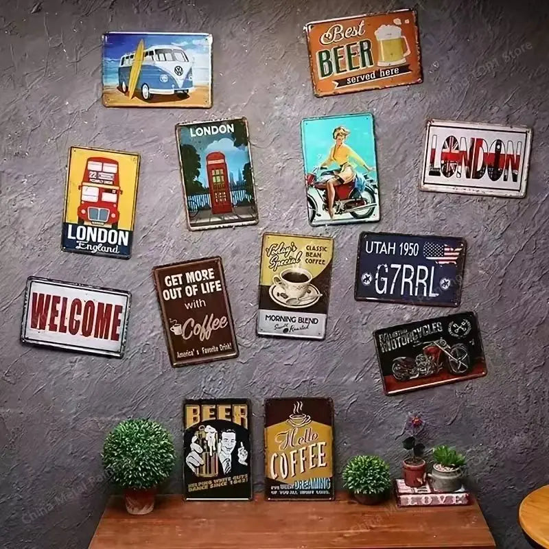 SmokeFlicksCharm™ Hand-Carved Tin - "Cigar Vintage Sign" | Premium Decor for Bar Halls & Smoke Zones