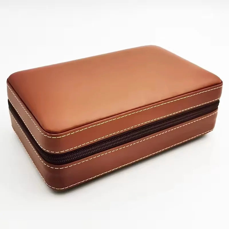 Cedarwood Cigar Case Travel Leather Cigar Box Storage of 4 Cigar Humidor Kit Portable Cedarwood Humidifying Holder Accessories