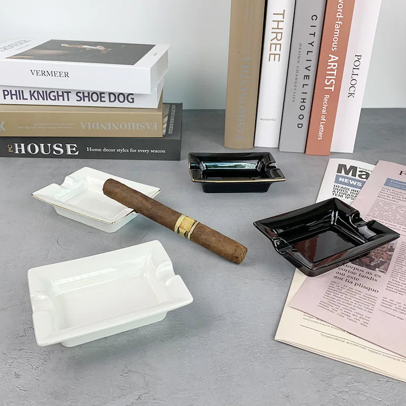 Handmade minimalist ashtray Ceramic Advanced Cigar ashtray office a living room high-quality Smoking Accessories