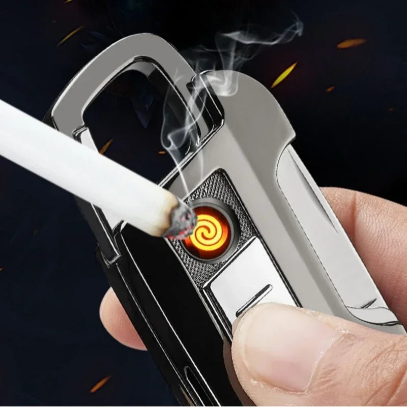 Tungsten USB Lighter with Key Chain Flashlight