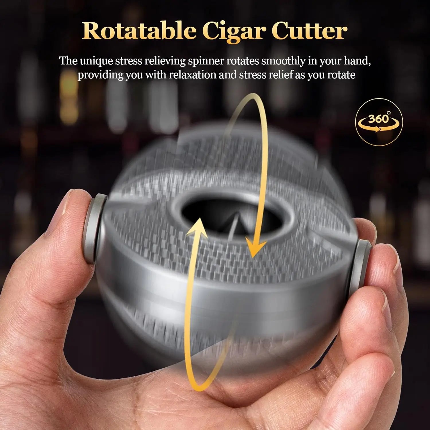 3 in 1 Cigar Cutter, Cigar Holder and Decompression Rotator, Round Cigar Cutter Ergonomically Designed, Gift for Cigar Lovers