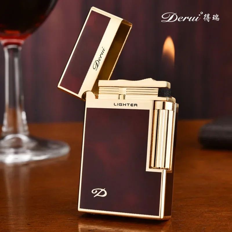 New Derui Windproof  Gas Inflated Lighter Jet PING Bright Sound Pipe Cigar Torch Lighter Compact Butane Flint Lighter Men Gift