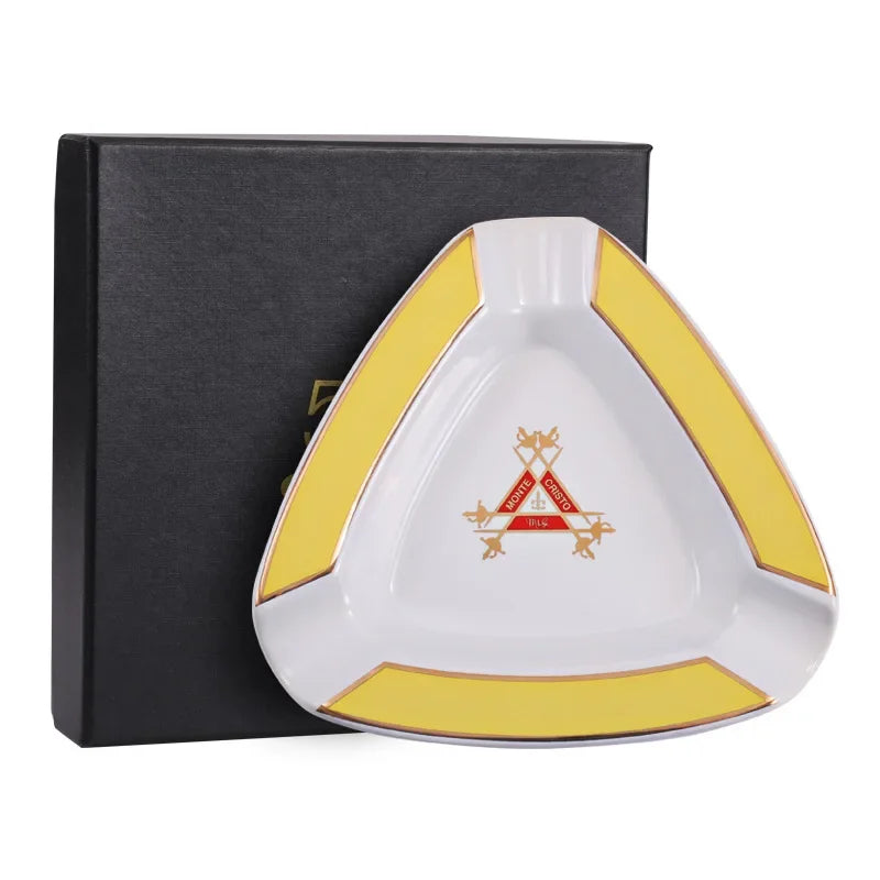 1pc High Quality Cigar Gadgets Home Cigar Ashtray Portable Ceramic 3 Groove Cigars Ash Tray Tobacco Cigarette Ashtrays Holder