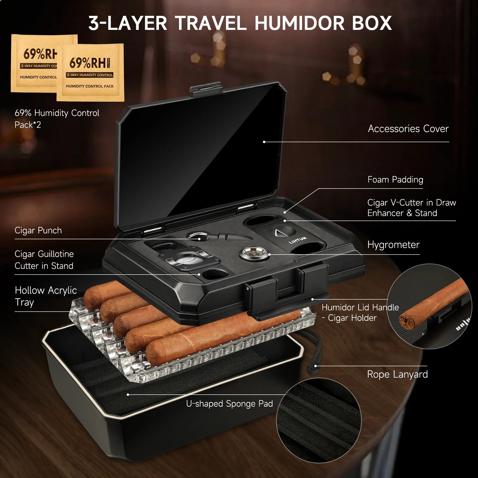 Portable Travel Humidor Box Set