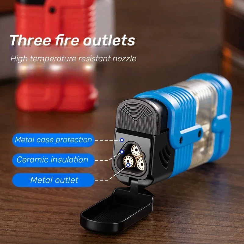 Three Flame Butane Lighter with Cigar Knife