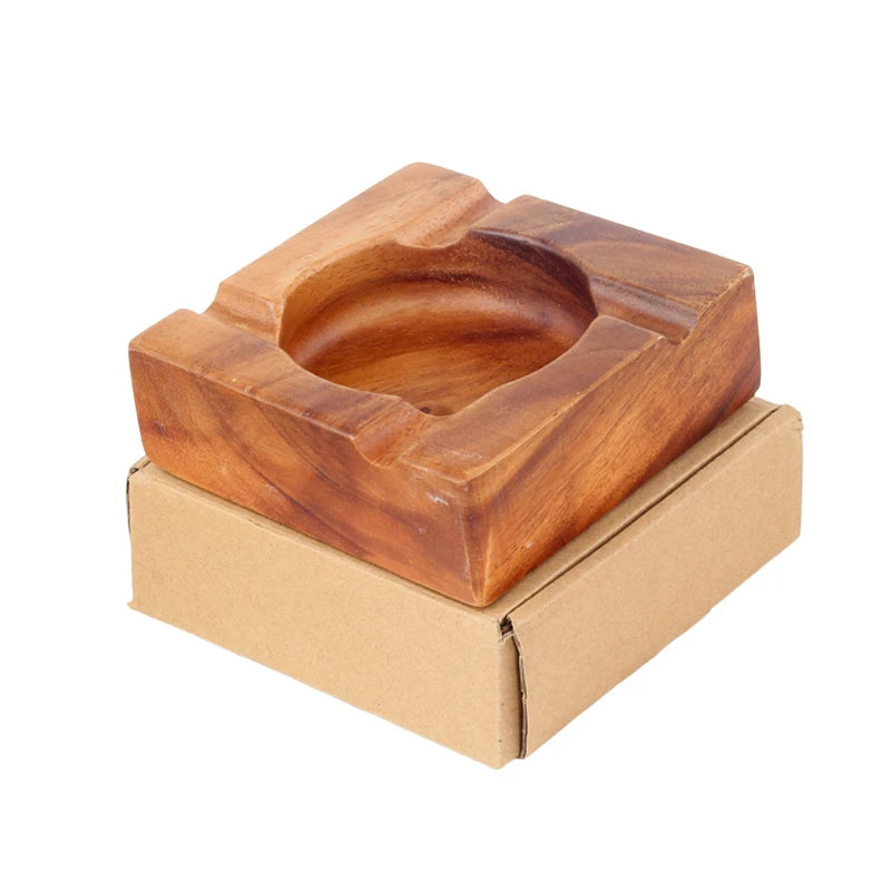 New Wood Cigar Ashtray Square Ash tray Living Room 4 Slot Cigarette Ashtray Cigar Holder Ashtray