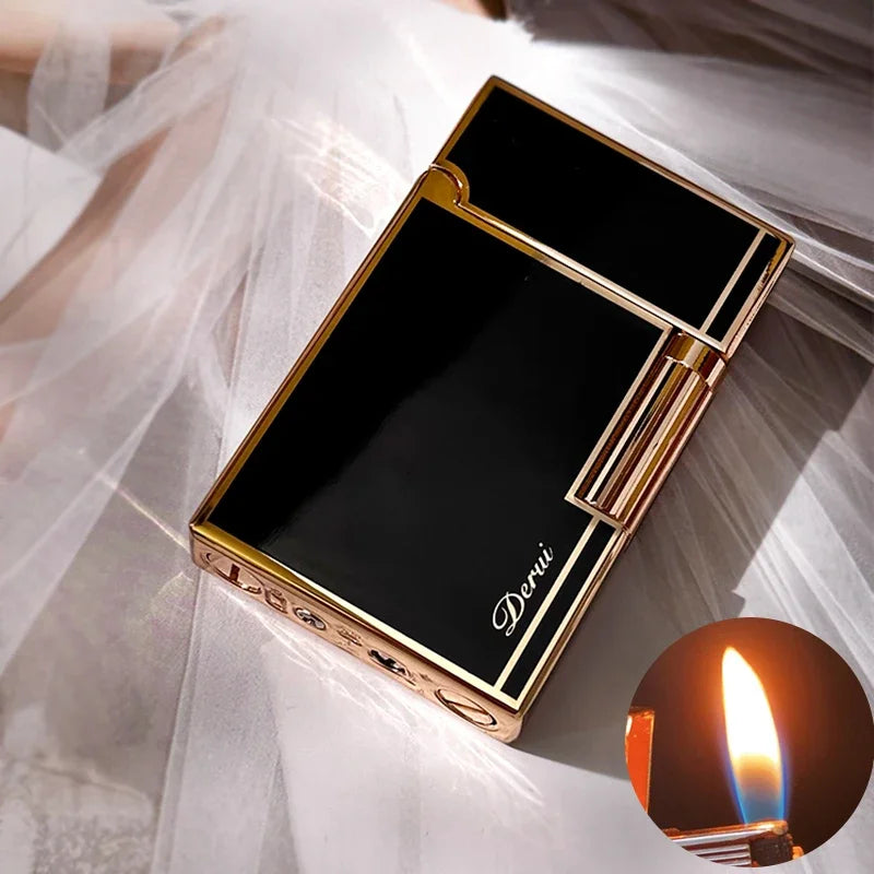 New Derui Windproof  Gas Inflated Lighter Jet PING Bright Sound Pipe Cigar Torch Lighter Compact Butane Flint Lighter Men Gift