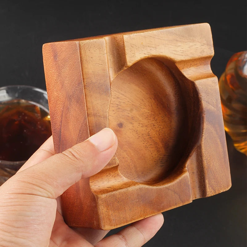 New Wood Cigar Ashtray Square Ash tray Living Room 4 Slot Cigarette Ashtray Cigar Holder Ashtray