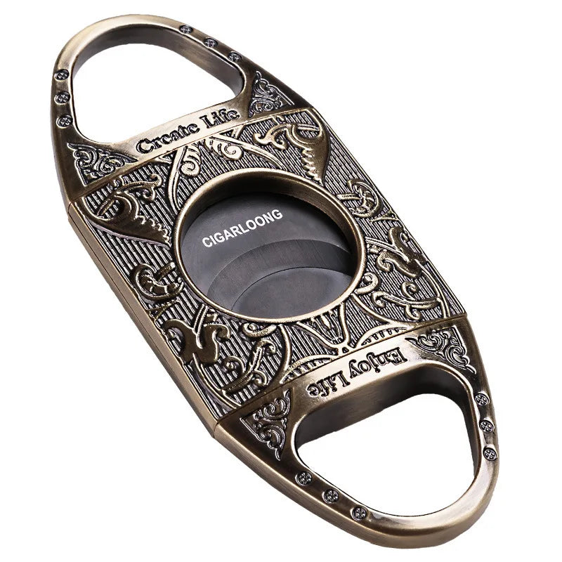 Titanium Cigar Cutter – Engraved Design, Wide Bore & Razor-Sh^^arp, Portable
