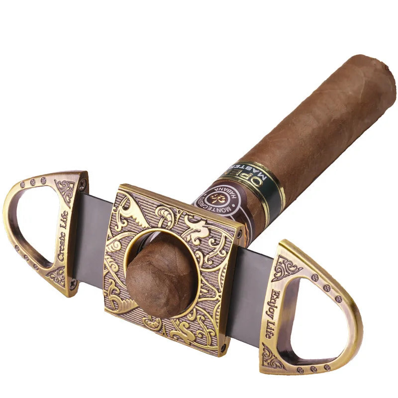 Titanium Cigar Cutter – Engraved Design, Wide Bore & Razor-Sh^^arp, Portable