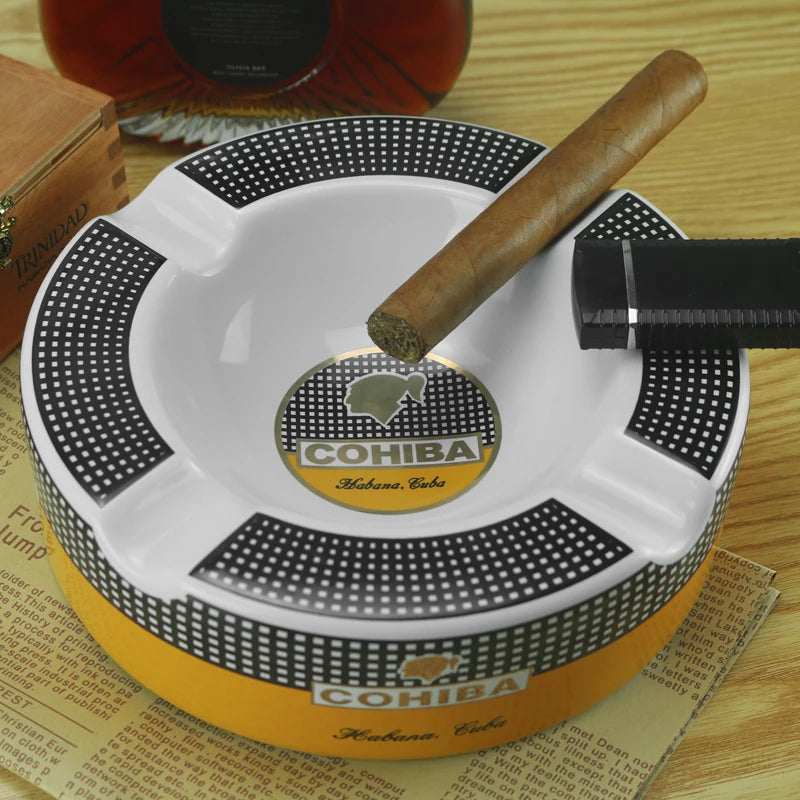 Cigar Ashtray Big Ashtrays for Round Cigarettes Large Rest Outdoor Cigars Ashtray for Patio/Outside/Indoor Ashtray