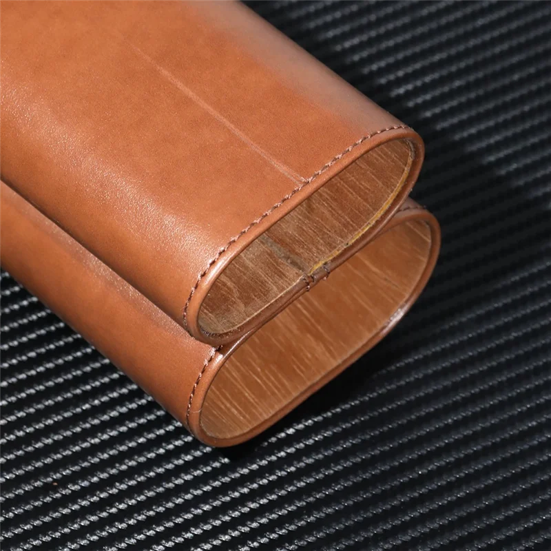 Cigar Case Three-Finger Portable Cigar Humidor PU Leather Case Box-AT64