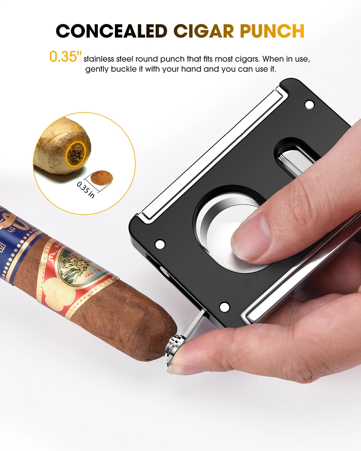 4-in-1 V-Cut Cigar Cutter with Punch