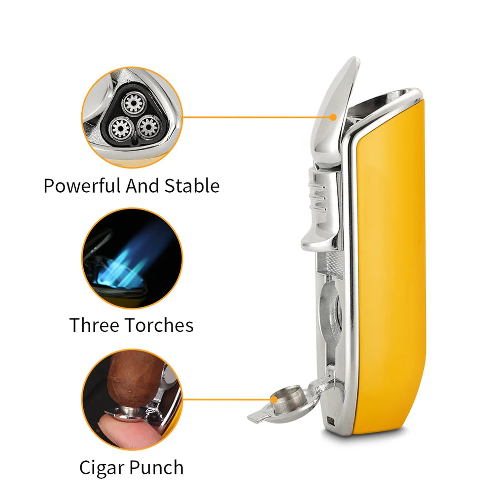 3 Jet Butane Torch Lighter with Punch