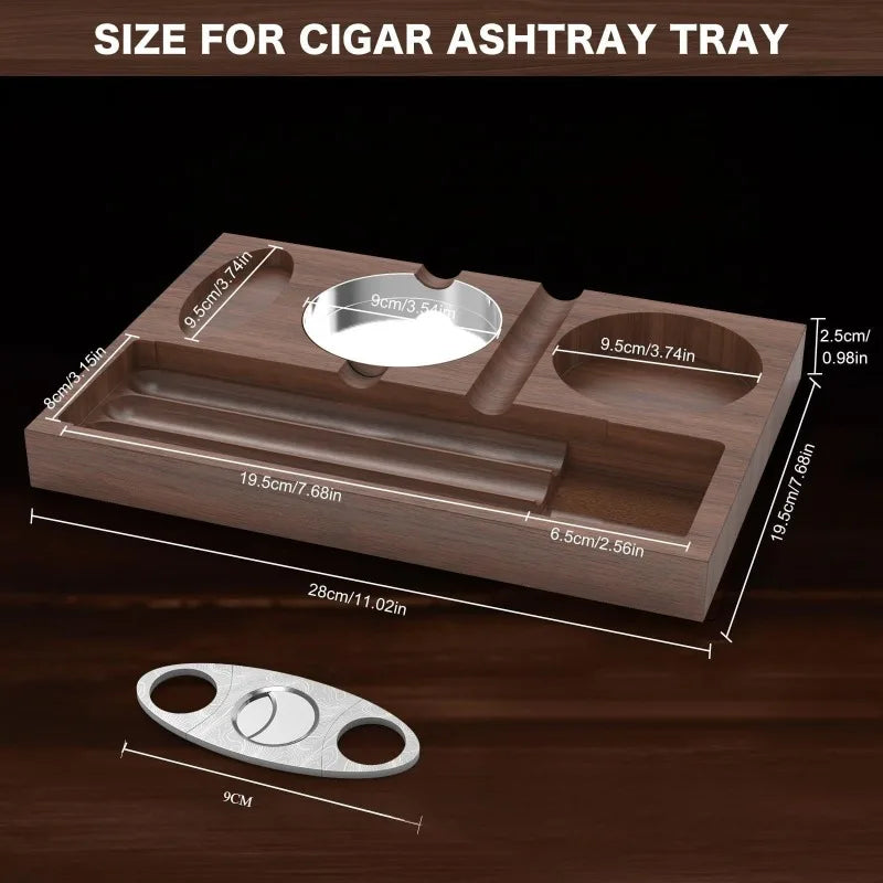 Household Wooden Cigar Ashtray Indoor Outdoor Cigar Storage Placement Accessory Stand Home Office Ornaments Hubby Gift Ideas