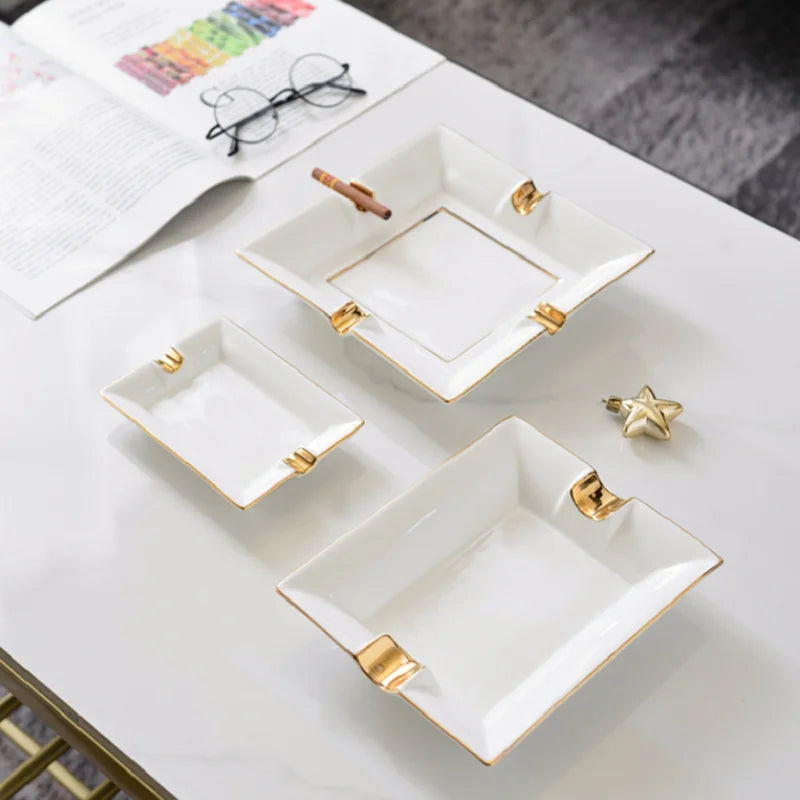 Bone China Gold Painted Cigar Ashtray