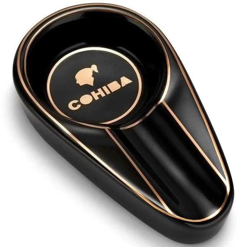 Cigar Gadgets Ceramic Ashtray Single Cigar Holder mini Portable Ash Slot tray Tobacco Cigarette Ashtray Gift Box