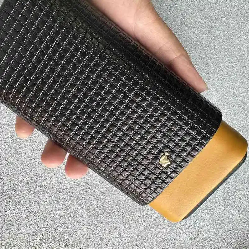 Cigar Case 3-cigars tubes Leather Travel Portable Humidor with Cedar Wood Lined High-end cigarette case for Men 91