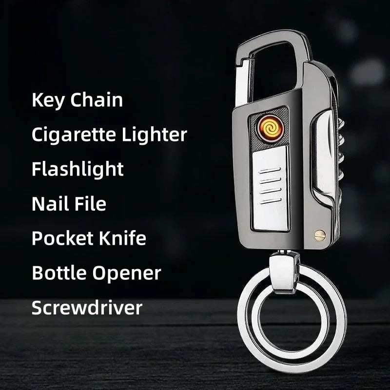 Tungsten USB Lighter with Key Chain Flashlight