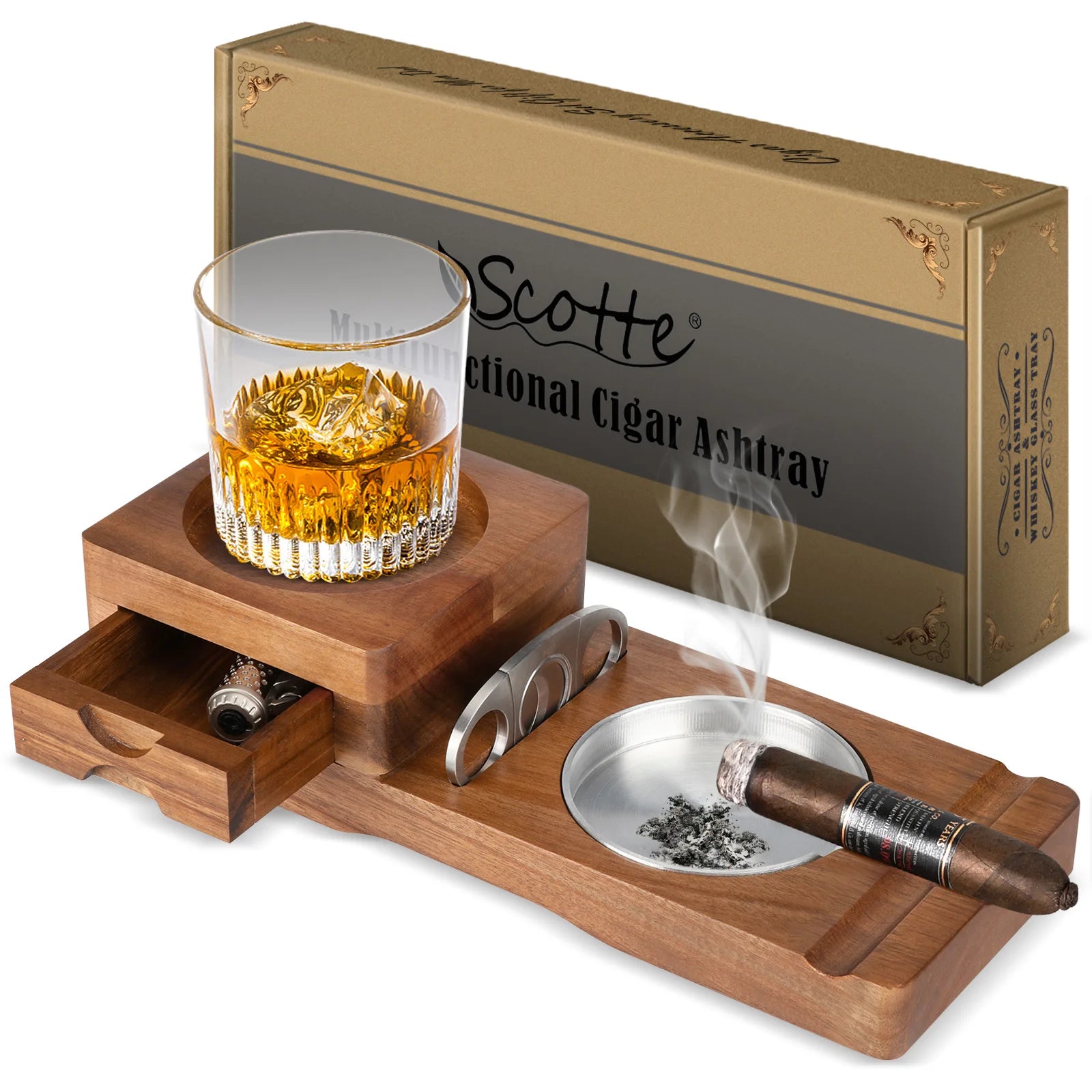 Wooden Whiskey Tray Ashtray