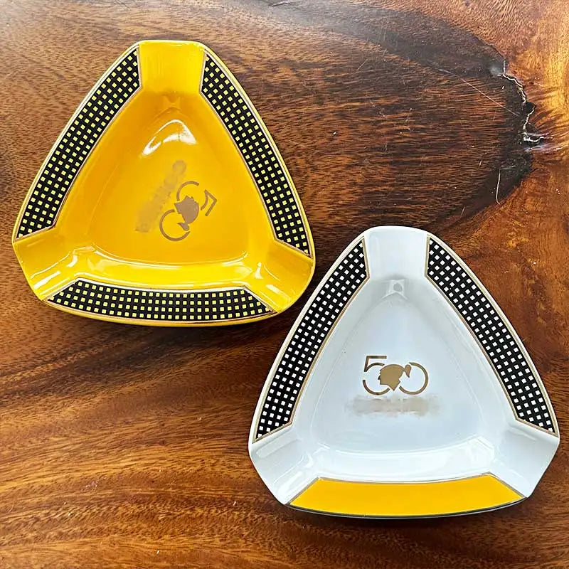 Portable Triangle Creative Cigar Ceramic Ashtray - 3 Wide Mouth Slots for a Perfect Smoke for Patio/Outside/Indoor Ashtray 917