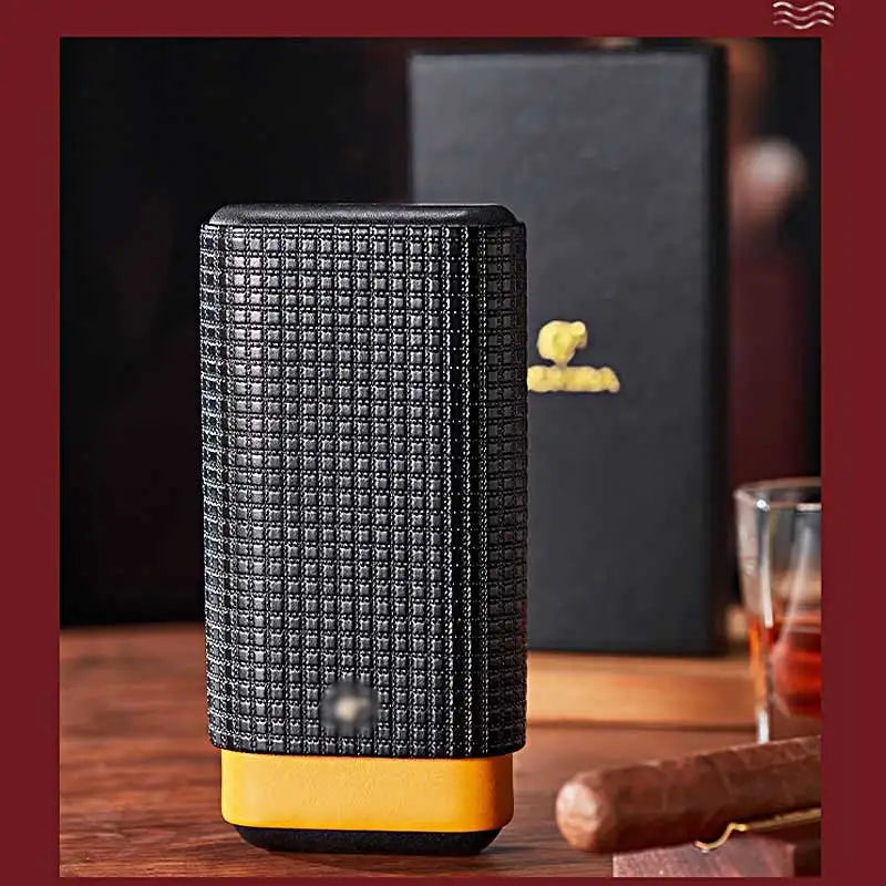 Cigar Case 3-cigars tubes Leather Travel Portable Humidor with Cedar Wood Lined High-end cigarette case for Men 91