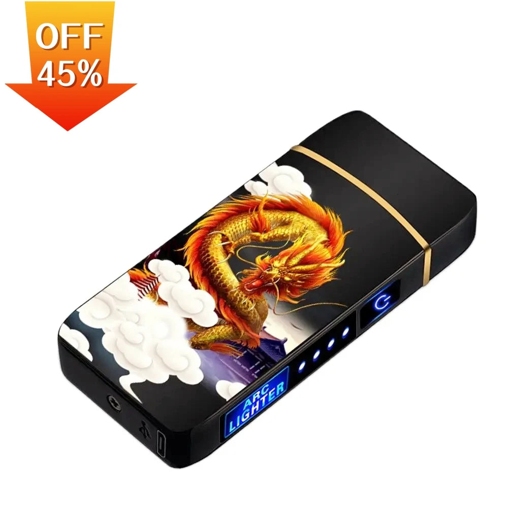 Metal Double Arc USB Lighter with LED Display