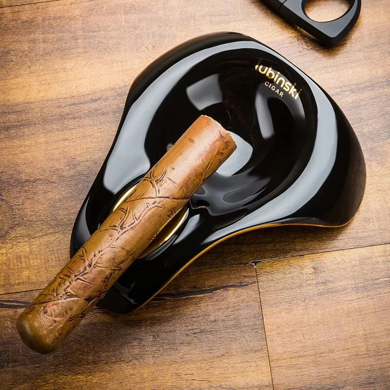Lubinski Black Ceramic Cigar Ashtray