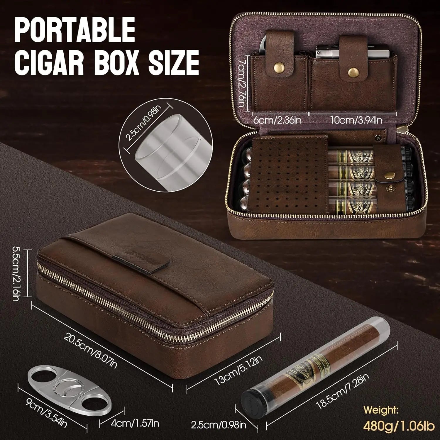 Leather Travel Cigar Humidor