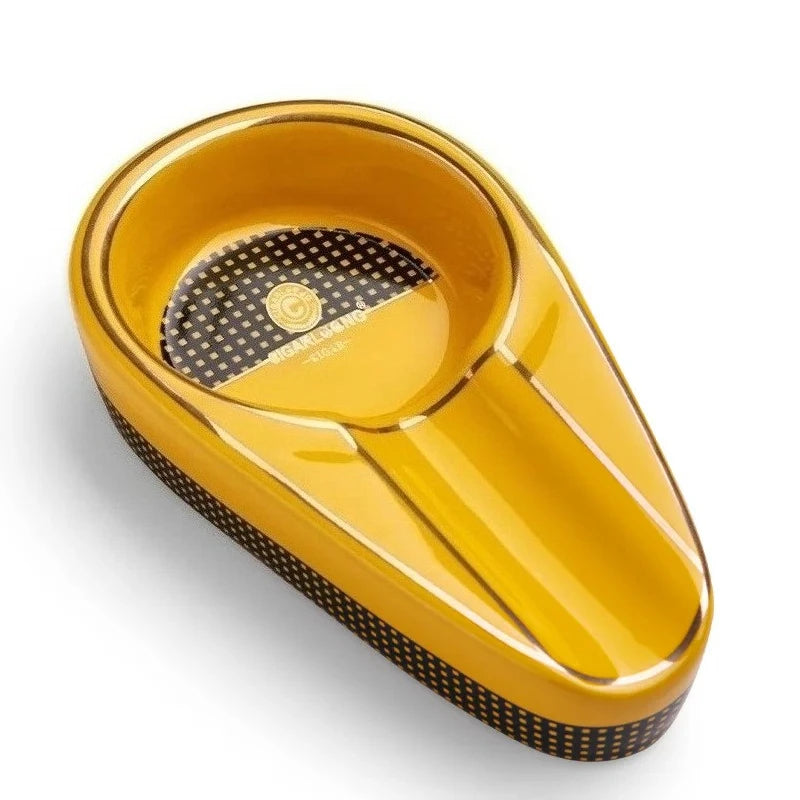 Cigar Gadgets Ceramic Ashtray Single Cigar Holder mini Portable Ash Slot tray Tobacco Cigarette Ashtray Gift Box