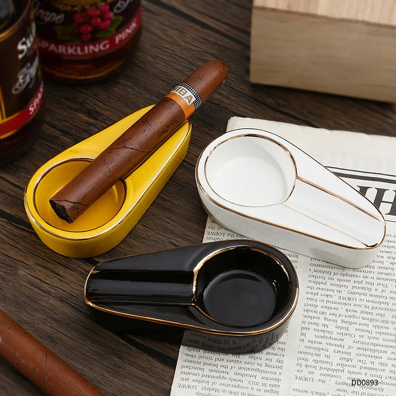 Cigar Ashtray Fashion Portable Cigar Smoking Accessories Single Slot Ceramic Cigar Ashtray Gift for Boyfriend Husband