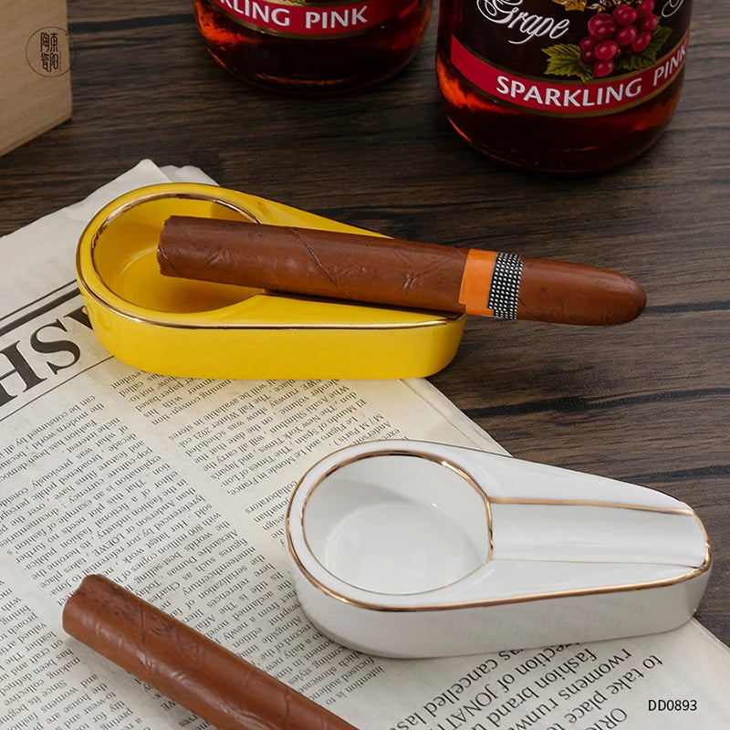 Cigar Ashtray Fashion Portable Cigar Smoking Accessories Single Slot Ceramic Cigar Ashtray Gift for Boyfriend Husband
