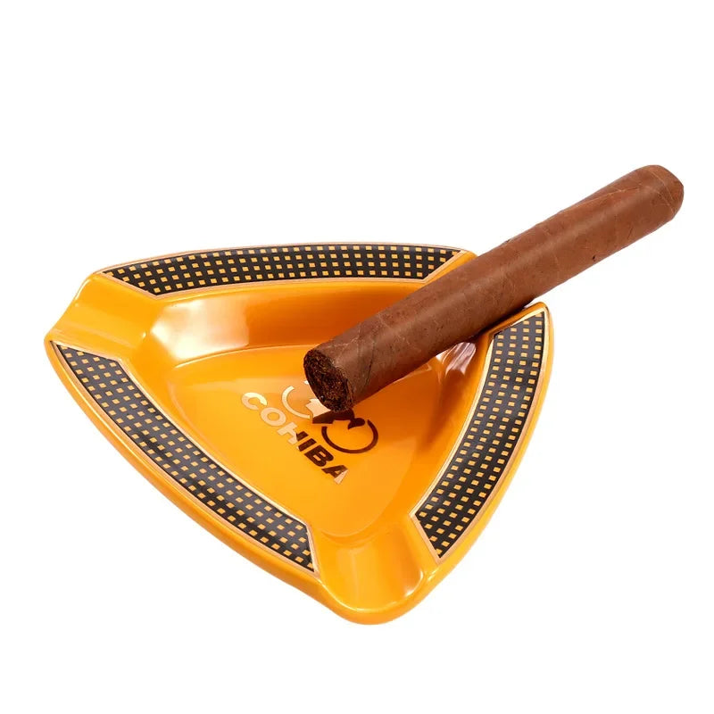 1pc High Quality Cigar Gadgets Home Cigar Ashtray Portable Ceramic 3 Groove Cigars Ash Tray Tobacco Cigarette Ashtrays Holder