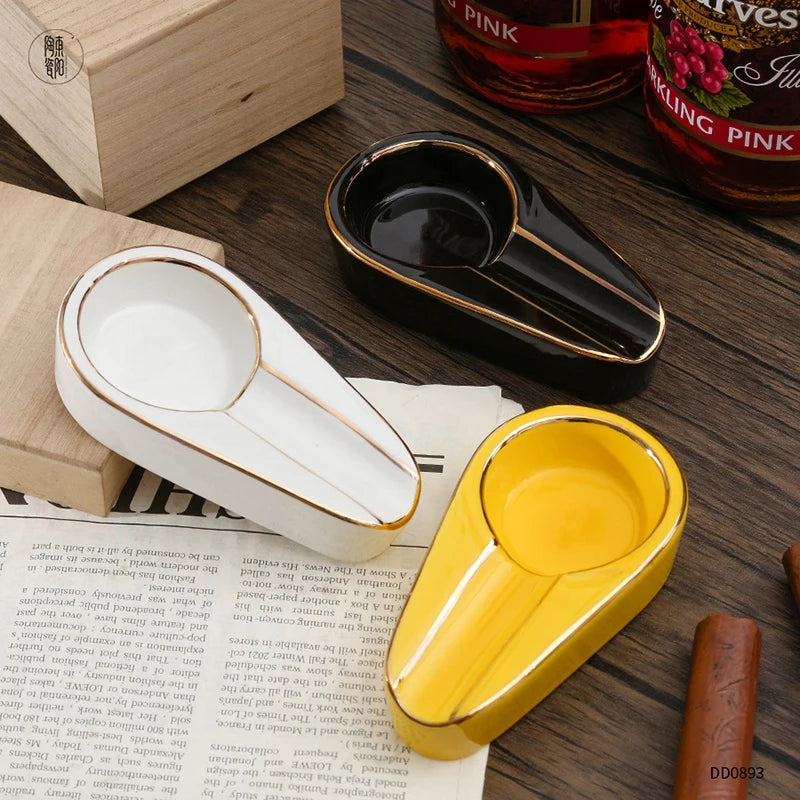 Cigar Ashtray Fashion Portable Cigar Smoking Accessories Single Slot Ceramic Cigar Ashtray Gift for Boyfriend Husband