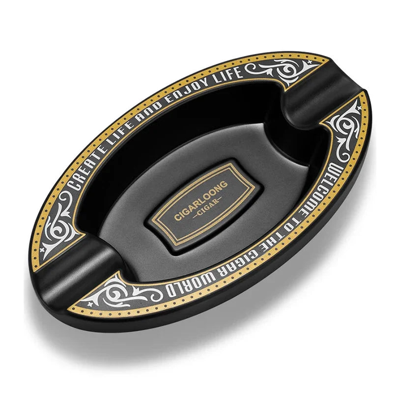 Portable Cigar Ash Tray Creative Cigar Ashtray Pear Gold/White/Black Desktop Ashtray with 2 Slots for Cigar Office Home Deco
