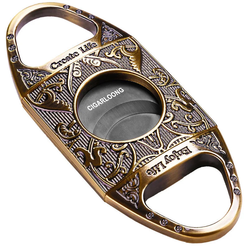 Titanium Cigar Cutter – Engraved Design, Wide Bore & Razor-Sh^^arp, Portable