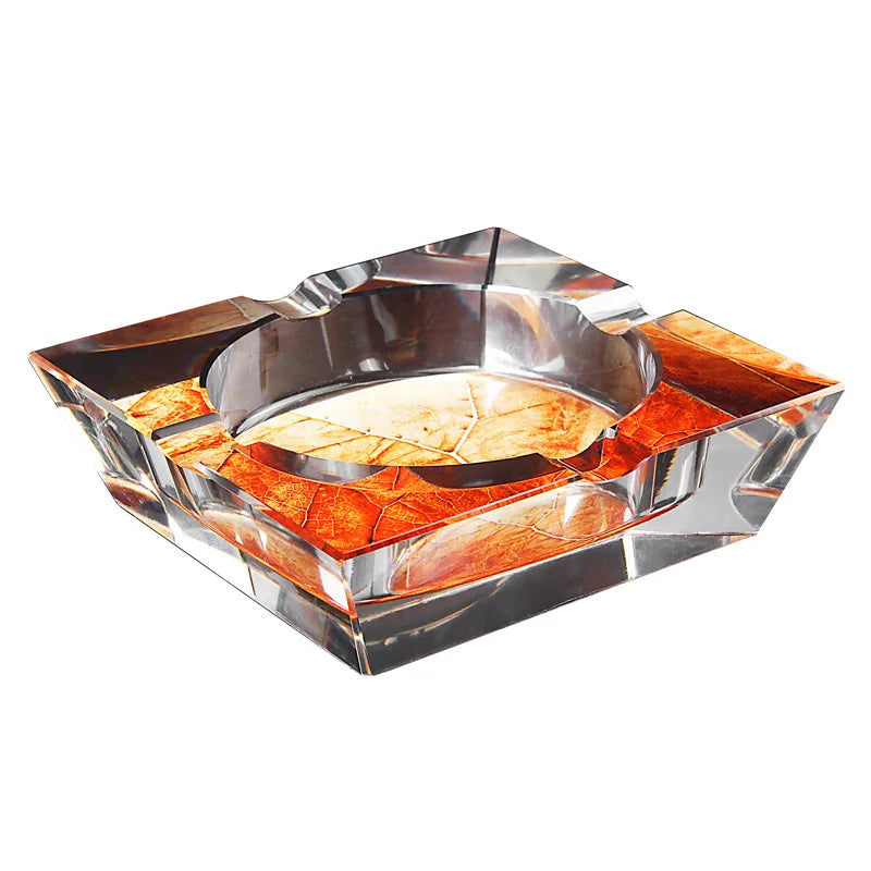 Tobacco Leaf Crystal Ashtray Set